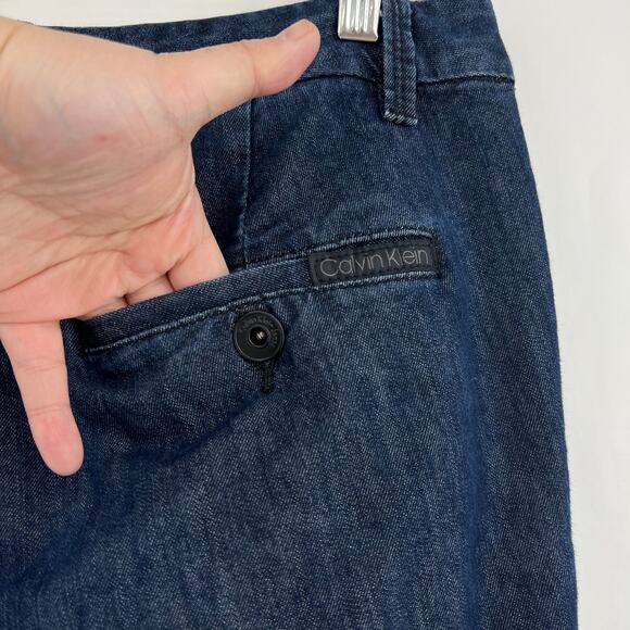 Calvin Klein Jeans (12) 34x31 Regular Wide Leg Jeans Blue Dark Wash Mid Rise - Picture 7 of 11